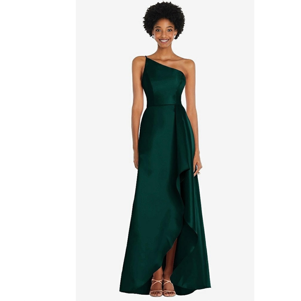 ALFRED SUNG: One-Shoulder Satin Gown (NWT) - Picture 4 of 7